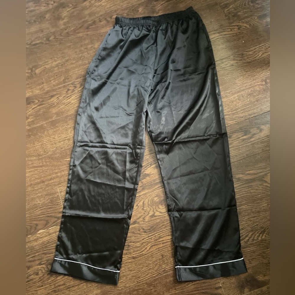 NEW Black Satin Pajama Pants